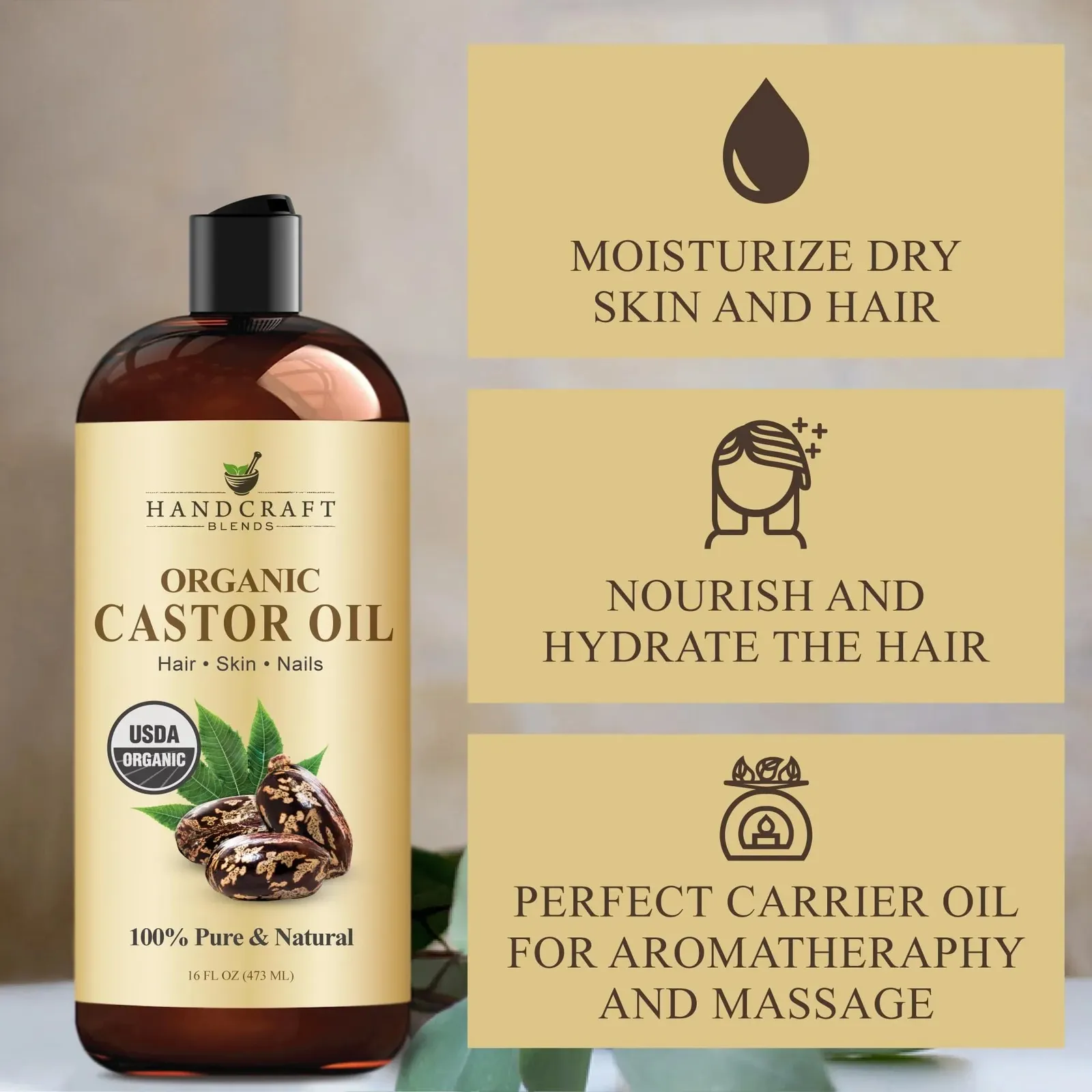 Organic Castor Oil 16 Fl Oz
