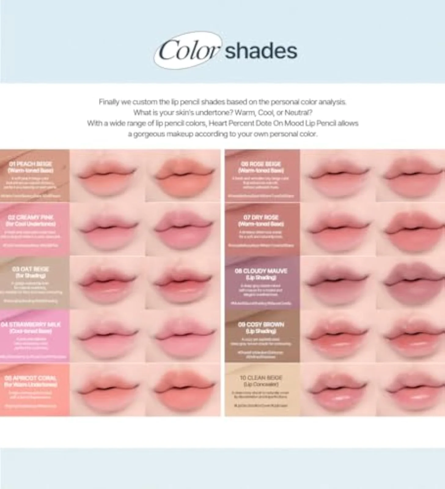 Dote On Mood Lip Liner Pencil, Long-Lasting Creamy Lip Crayon Smooth Lipliner Retractable Lipstick Overlip Line Color 0.8g, #02. Creamy Pink