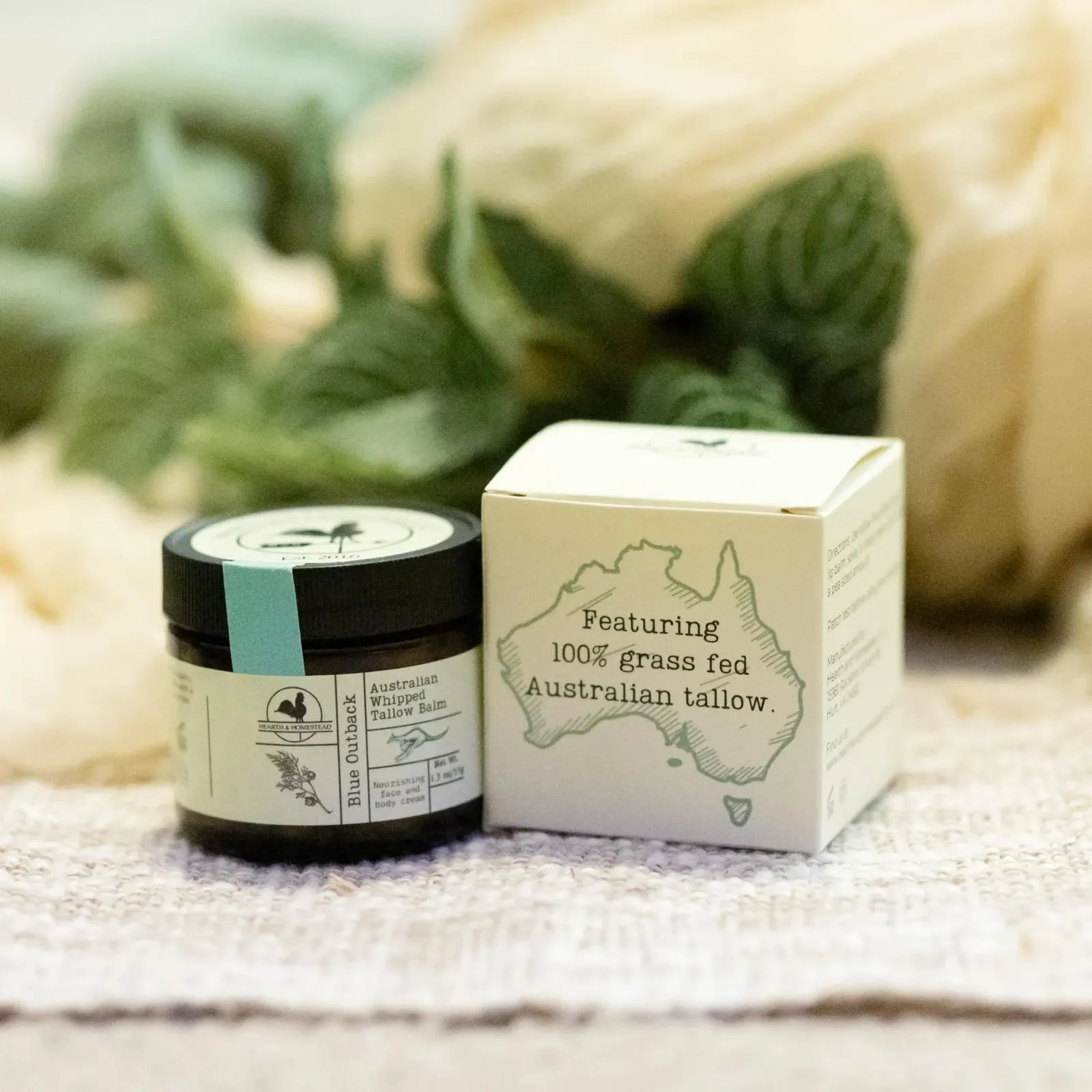 : Handmade Blue Outback Australian Whipped Tallow Balm with Emu, Jojoba, Sandalwood, and Blue Cypress