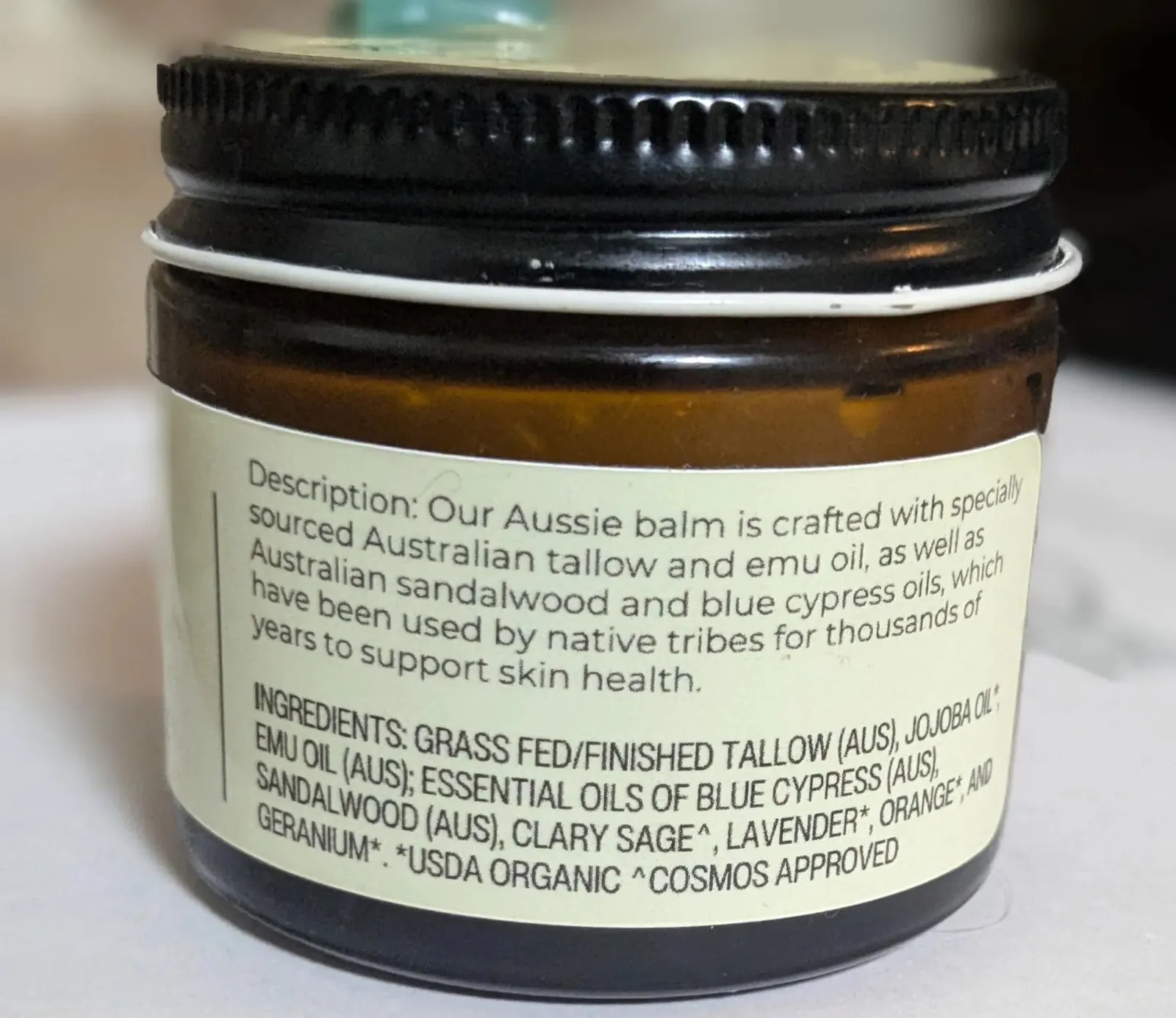 : Handmade Blue Outback Australian Whipped Tallow Balm with Emu, Jojoba, Sandalwood, and Blue Cypress