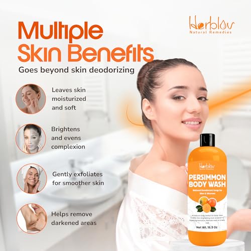 Persimmon Body Wash for Body Odor Control – Purifying Deodorizing Soap for Eliminating Odo