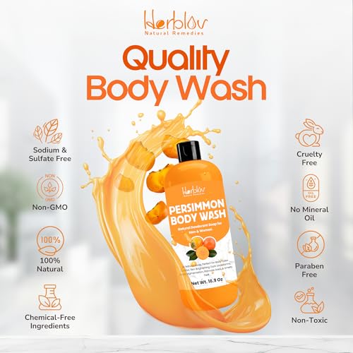 Persimmon Body Wash for Body Odor Control – Purifying Deodorizing Soap for Eliminating Odo