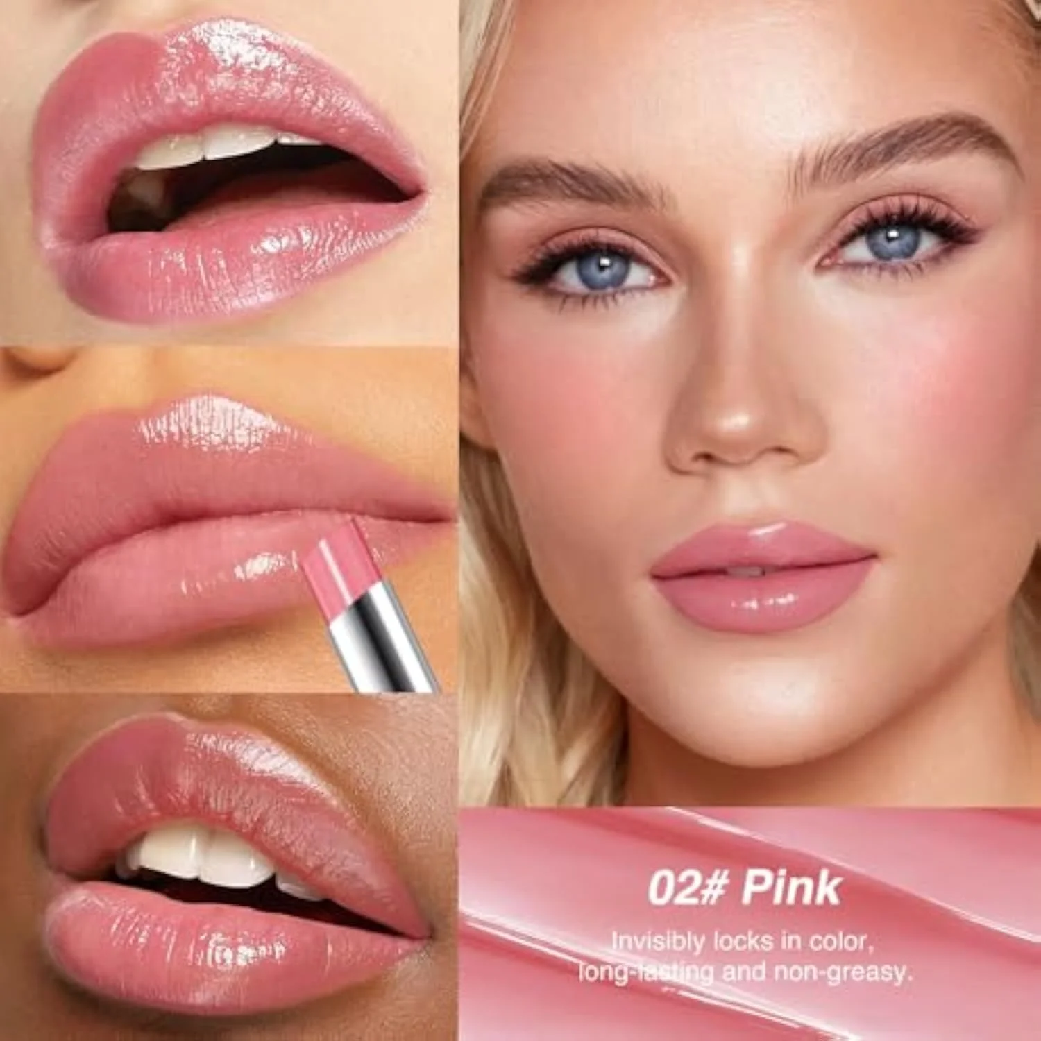 Dusty Pink & Pink Honey Tinted Lip Balm for Women, Hydrating Lip Oil Stick Lip Gloss Lipstick for Mature Skin, Sheer Moisturizing Lip Tint Balm with Natural Shine, Vegan & C