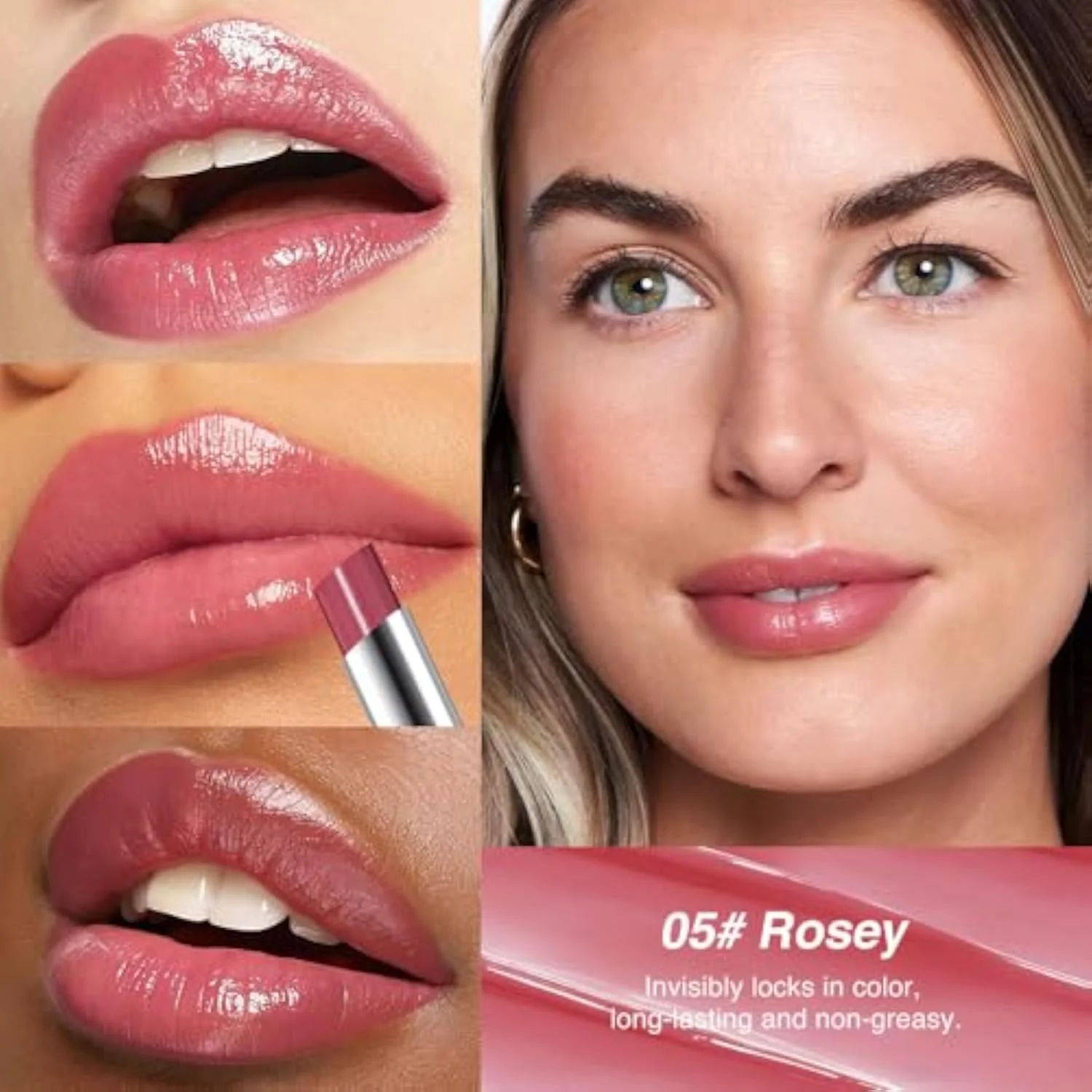 Rose Pink & Girly Pink Honey Tinted Lip Balm for Women, Hydrating Lip Oil Stick Lip Gloss Lipstick for Mature Skin, Sheer Moisturizing Lip Tint Balm with Natural Shine, Vega