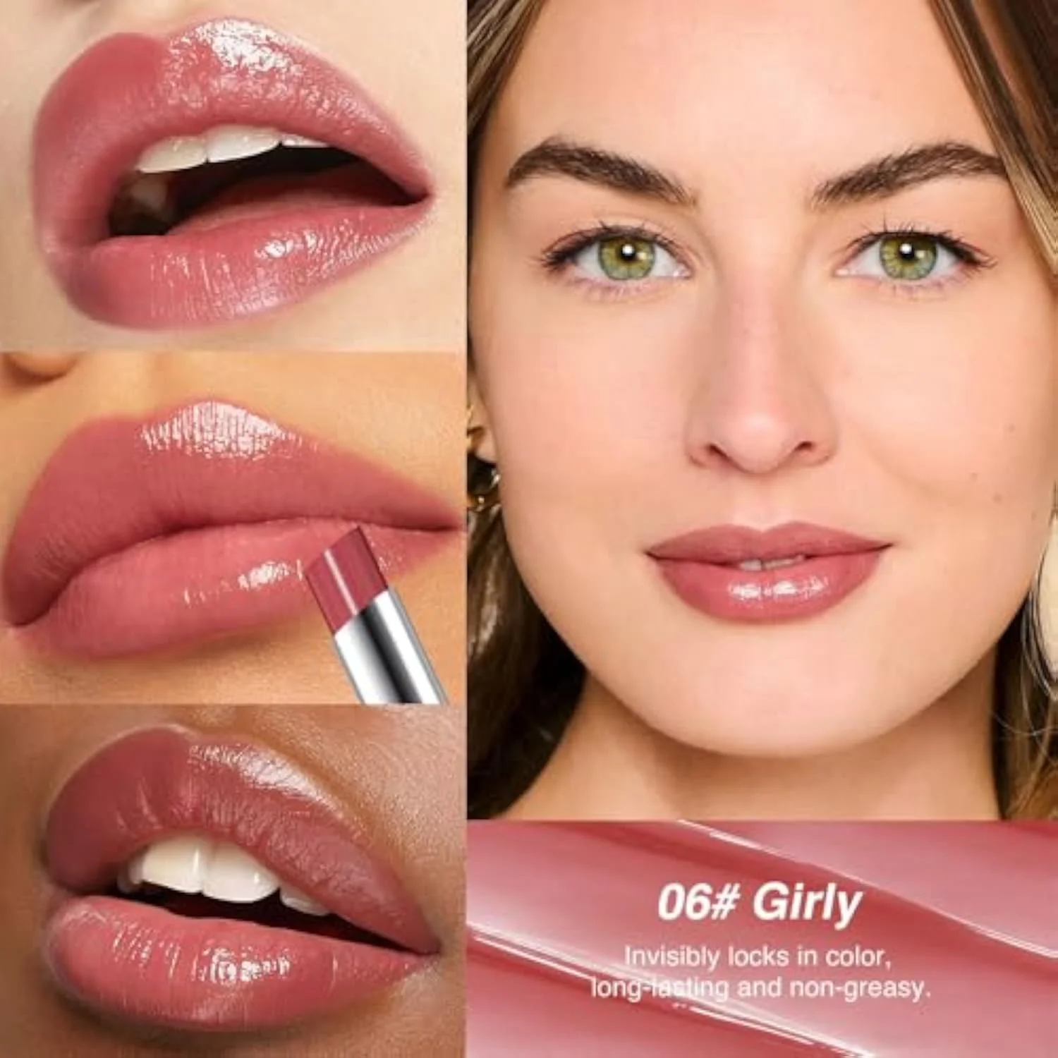 Rose Pink & Girly Pink Honey Tinted Lip Balm for Women, Hydrating Lip Oil Stick Lip Gloss Lipstick for Mature Skin, Sheer Moisturizing Lip Tint Balm with Natural Shine, Vega