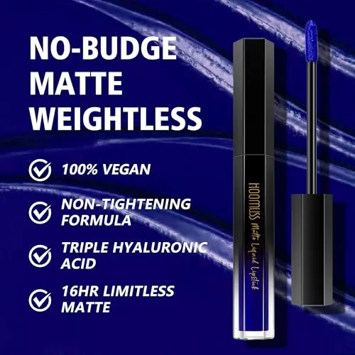 HOOMUSS Blue Lipstick Long Lasting, Matte Liquid Lipsticks for Women