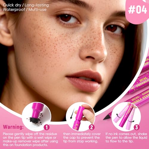 2 in 1 Freckle Stamp Pen Waterproof for Natural Lifelike Faux Freckle Stamp Long Lasting Q