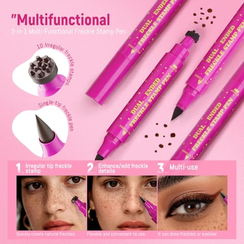 2 in 1 Freckle Stamp Pen Waterproof for Natural Lifelike Faux Freckle Stamp Long Lasting Q