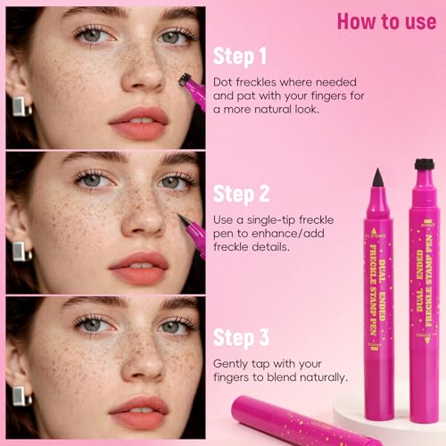 2 in 1 Freckle Stamp Pen Waterproof for Natural Lifelike Faux Freckle Stamp Long Lasting Q