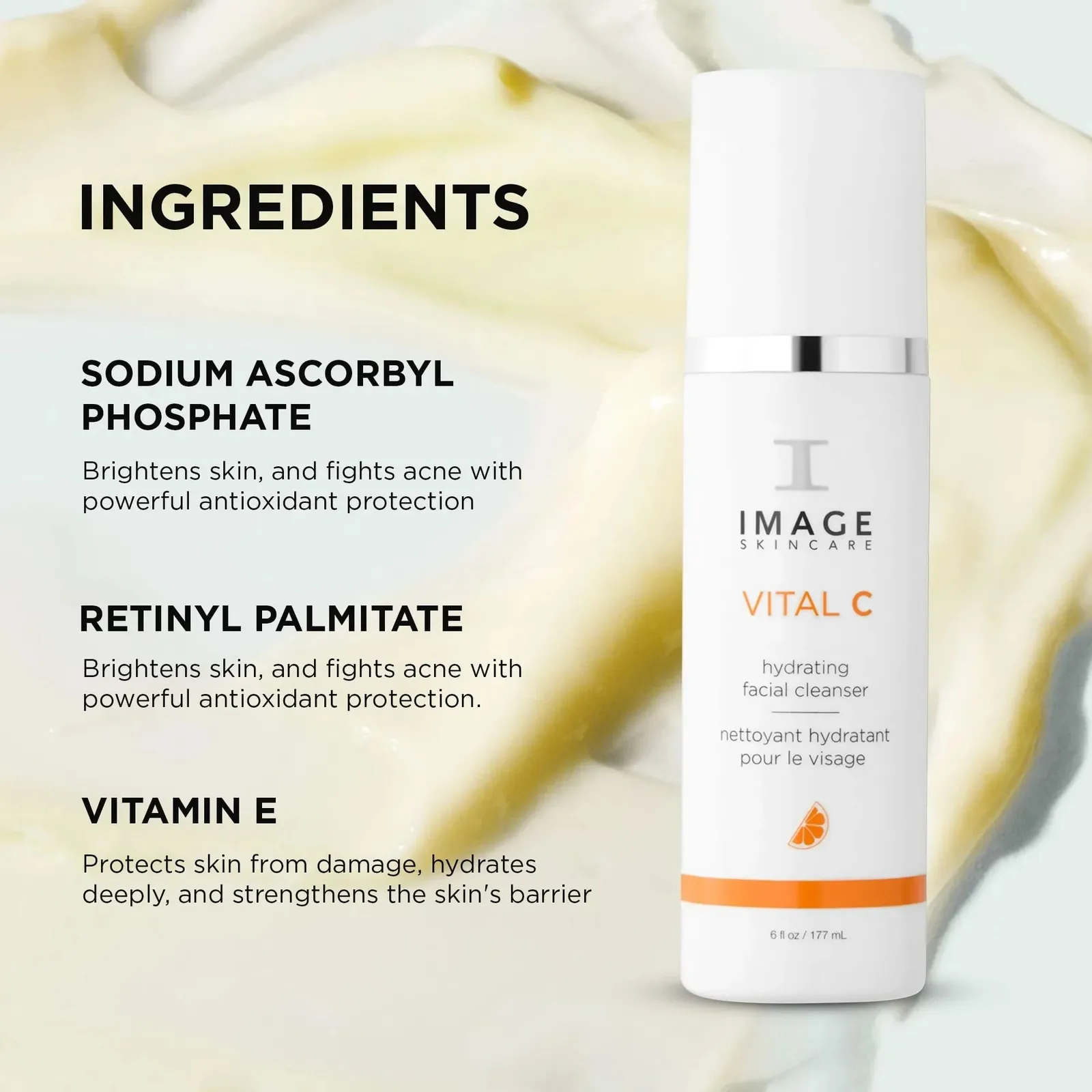 VITAL C Hydrating Facial Cleanser with Vitamin C, E and A, 6 fl oz