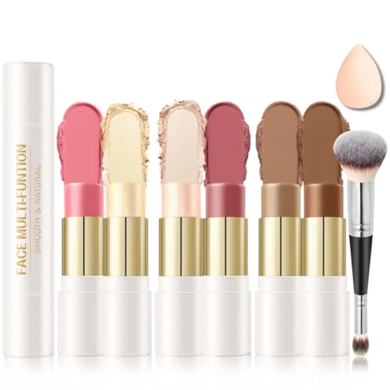 6 Colors Double-ended Cream Contour Stick Makeup Kit, Set A