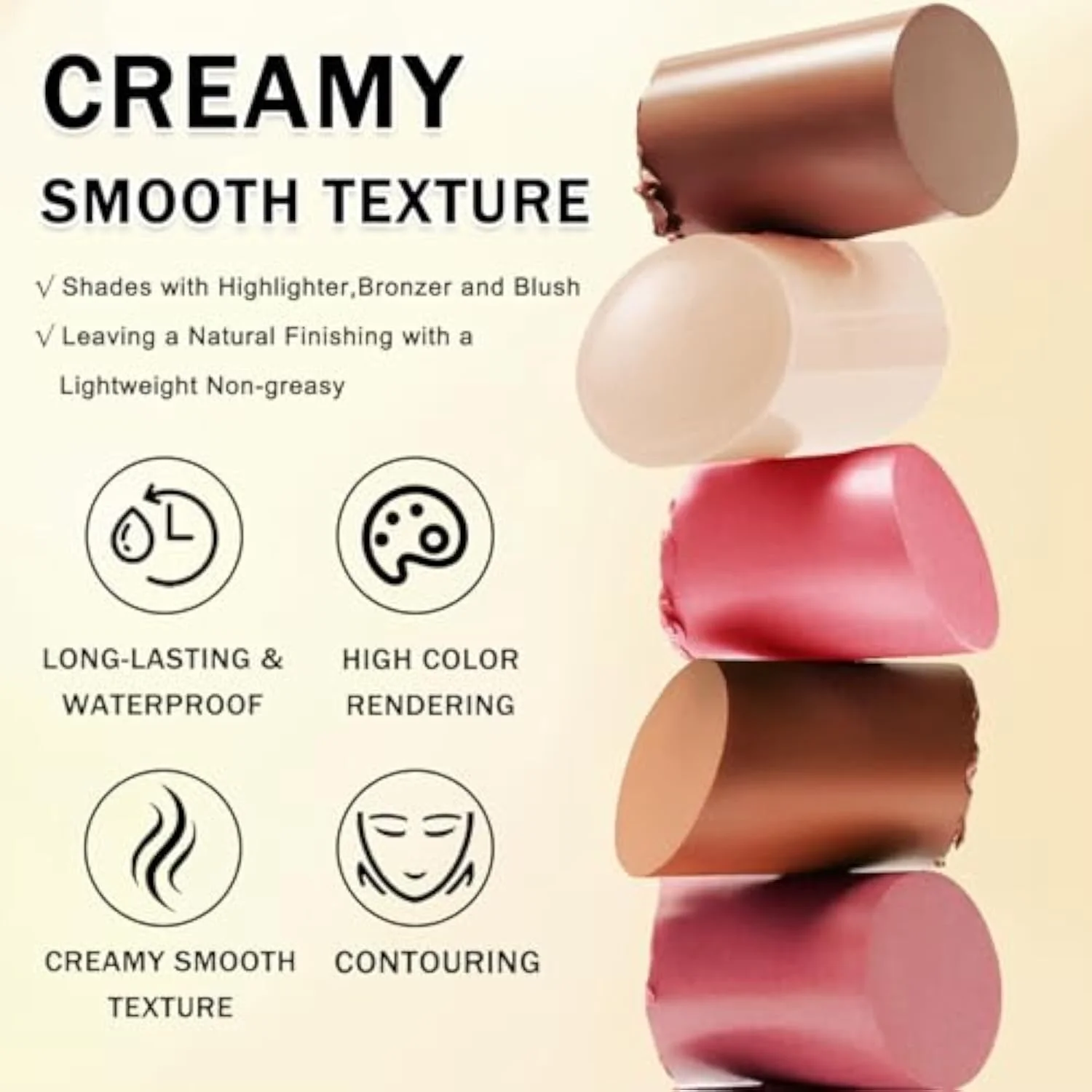 6 Colors Double-ended Cream Contour Stick Makeup Kit, Set A