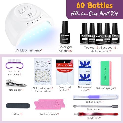 Gel Nail Polish Kit 60 PCS with UV Light