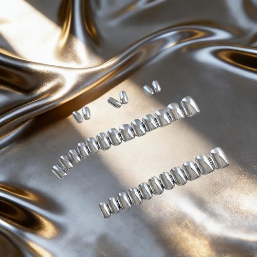 Chrome Press On Nails Short