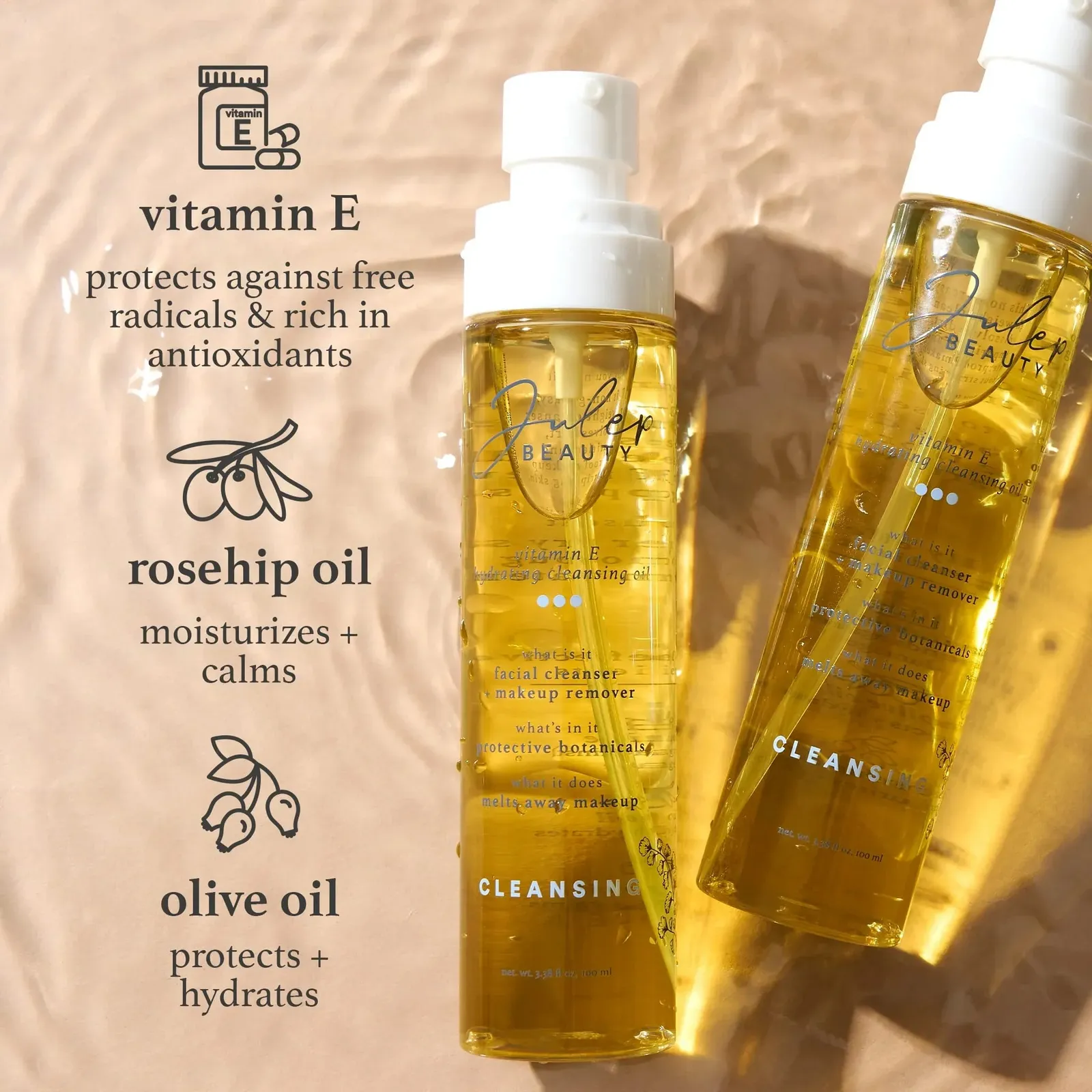 Vitamin E Hydrating Cleansing Oil and Makeup Remover - Rosehip and Olive Oil