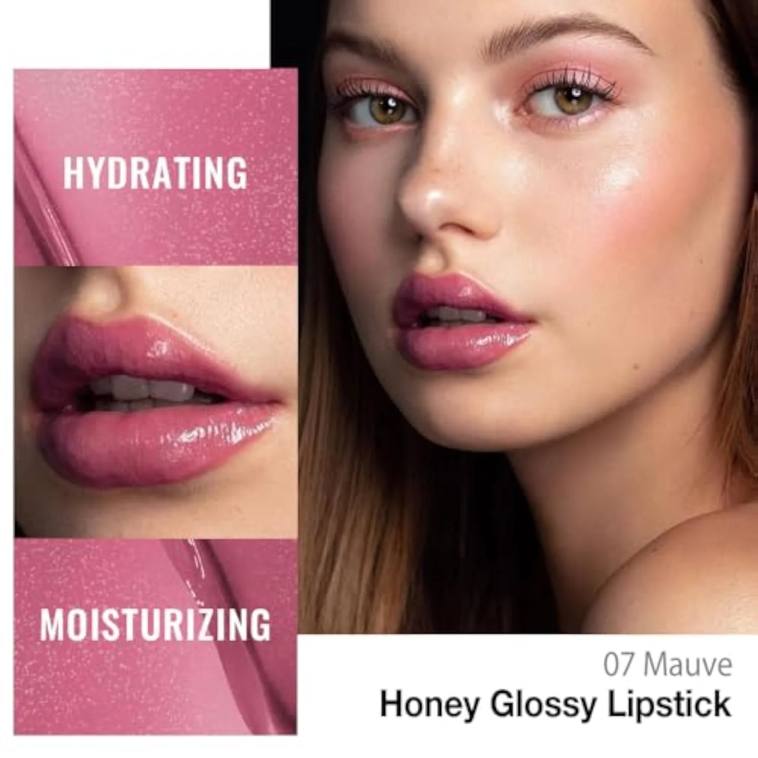 Mauve Honey Lipstick Tinted Lip Balm, Hydrating Shine Lipstick for Women Dry Lips, Moisturizing Nourishing Glossy Lip Gloss Stain Makeup, Sheer Lightweight, Vegan & Cruelty-F