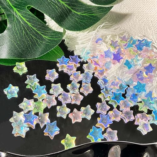 100 Pcs Star Nail Charms 3D Crystal Stars Nail Art Rhinestones Aurora Star Nail Art Charms