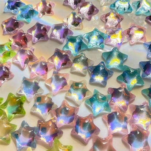 100 Pcs Star Nail Charms 3D Crystal Stars Nail Art Rhinestones Aurora Star Nail Art Charms