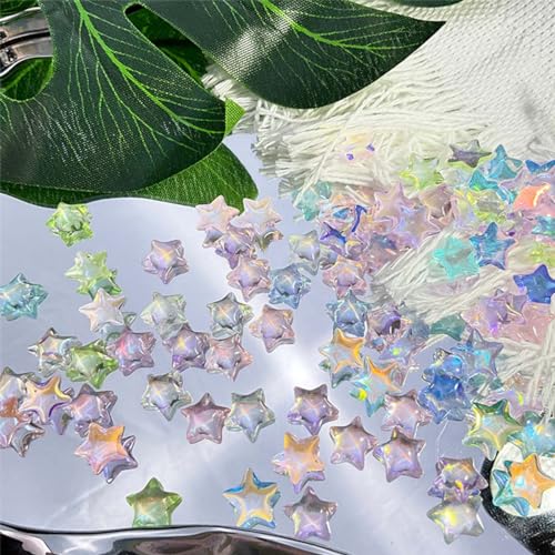 100 Pcs Star Nail Charms 3D Crystal Stars Nail Art Rhinestones Aurora Star Nail Art Charms