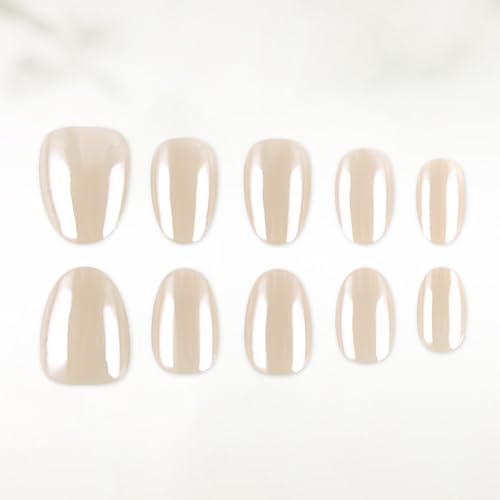 32pcs Nude Chrome Press on Nails