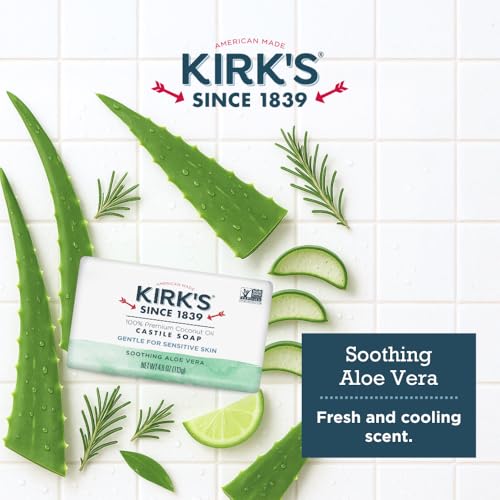Castile Bar Soap, Aloe Vera - Clinically Tested, Safe for Sensitive Skin with Coconut Oil, Vegan and Non-GMO - 4 oz Bars, 6 Pack
