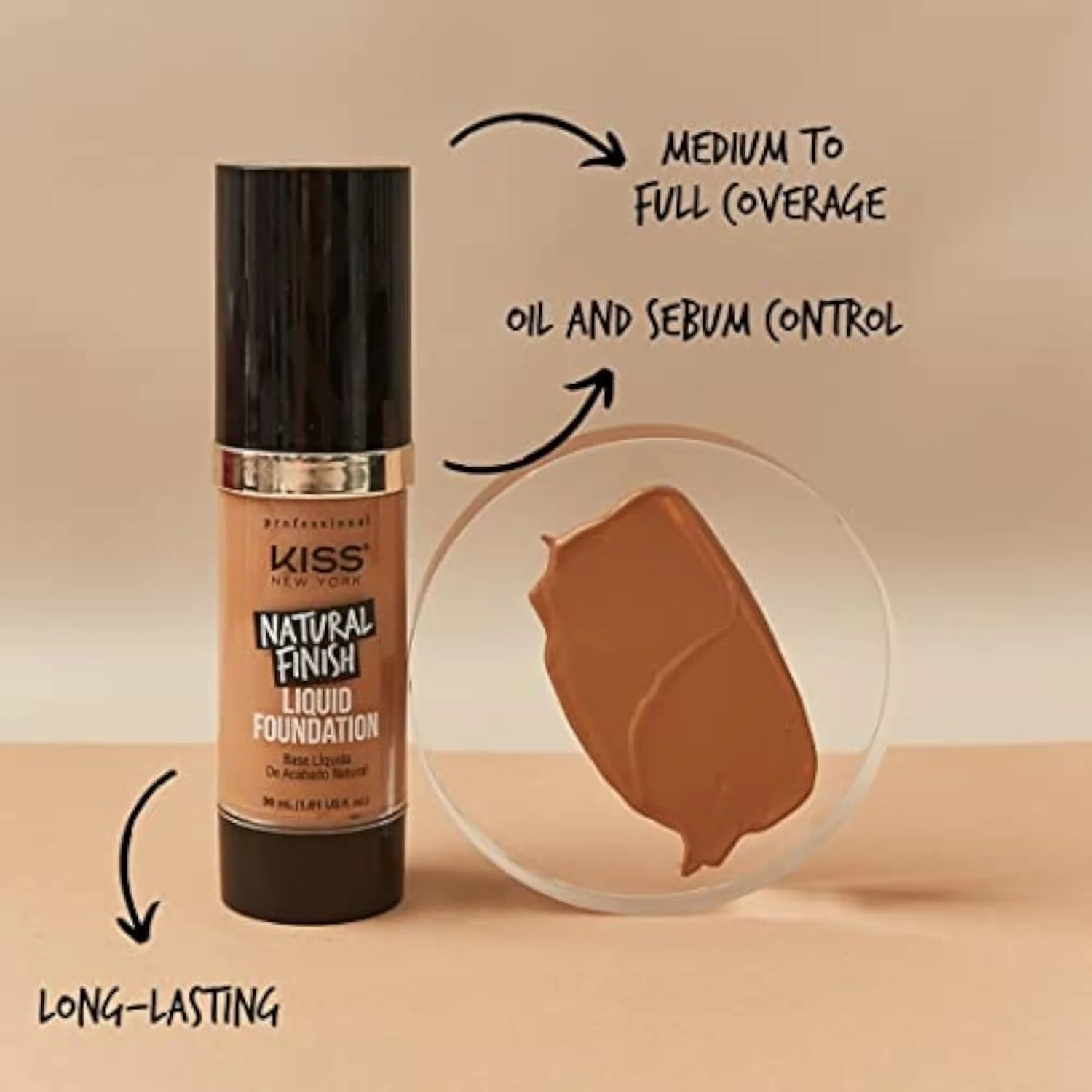 New York Professional Liquid Foundation - Lightweight and Hydrating Formula, Natural Finish, Control Shine, Cover Pores, Medium to Full Coverage, Green Tea Extract (Classic Ta