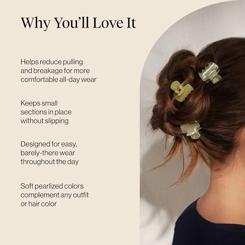 Small Hair Clips, Pearlized Cream