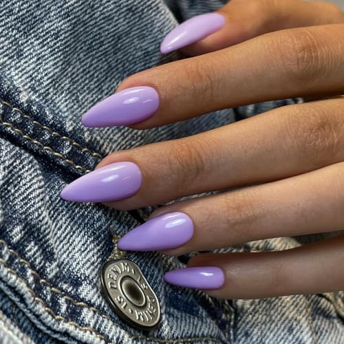 Light Purple Press on Nails Almond Shaped Medium Almond Nails Press on Neutral Acrylic Nai
