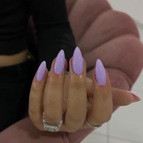 Light Purple Press on Nails Almond Shaped Medium Almond Nails Press on Neutral Acrylic Nai