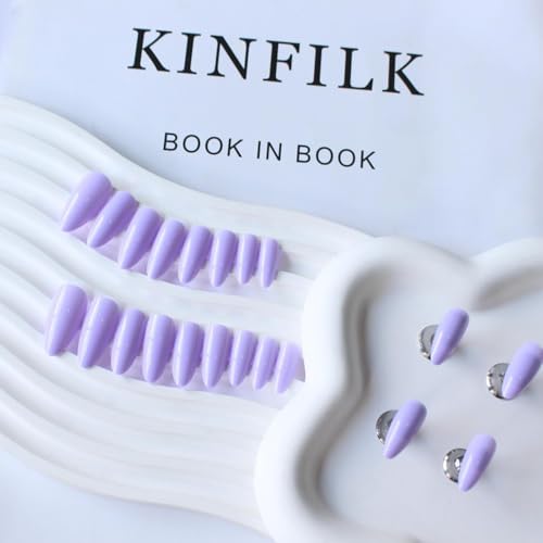 Light Purple Press on Nails Almond Shaped Medium Almond Nails Press on Neutral Acrylic Nai