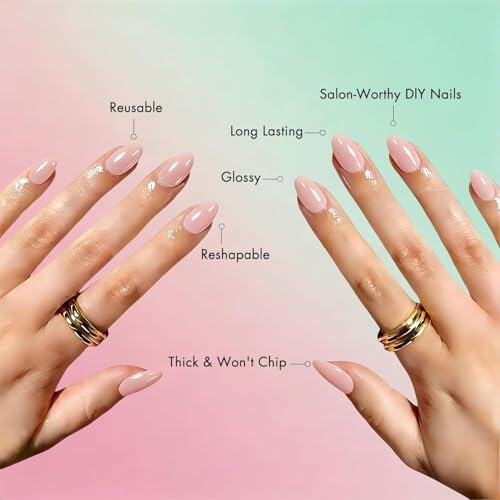 Nude Pink Chrome Press On Nails Short