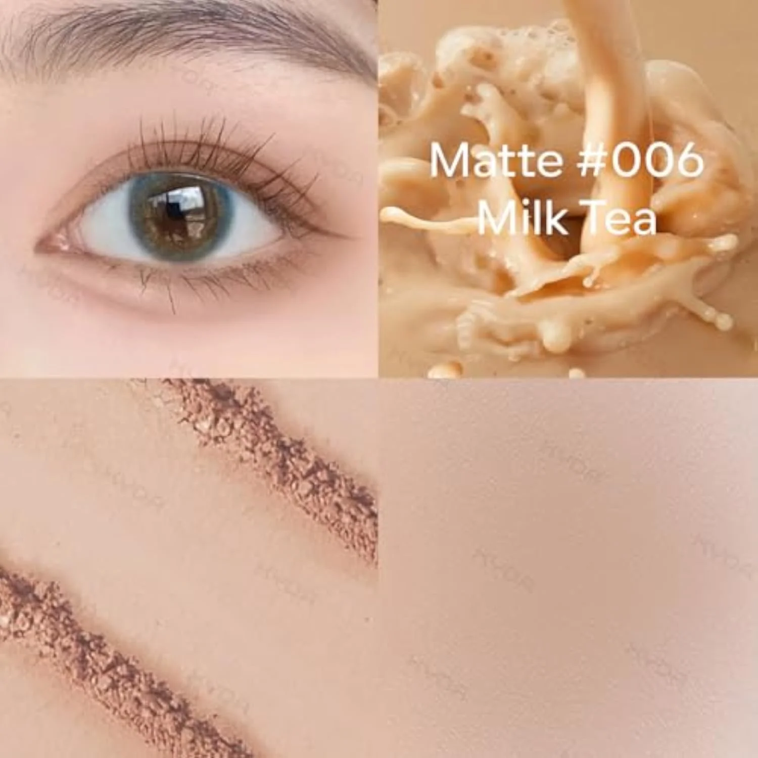 Beige Brown Matte Single Eyeshadow, Matte Nude Brown Eyeshadow Compact, Ultra-fine Lightweight, Crease-proof High Pigmented Formula, Korean Mini Eyes Makeup, Milk Tea