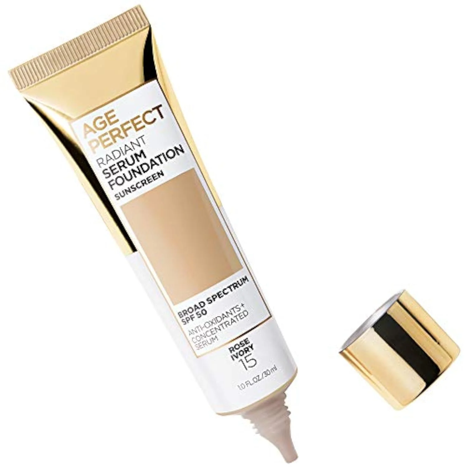 Age Perfect Radiant Serum Foundation with SPF 50, Rose Ivory, 1 Ounce