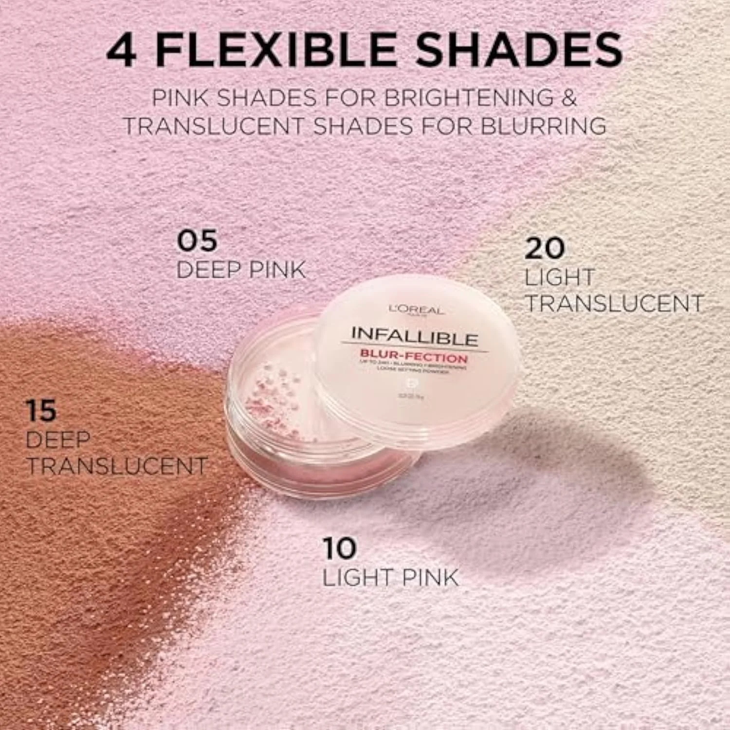 Infallible Blur-fection Longwear Loose Setting Powder, Blurring Face Powder With Up to 24HRs of Wear, Translucent Light, 1 Kit