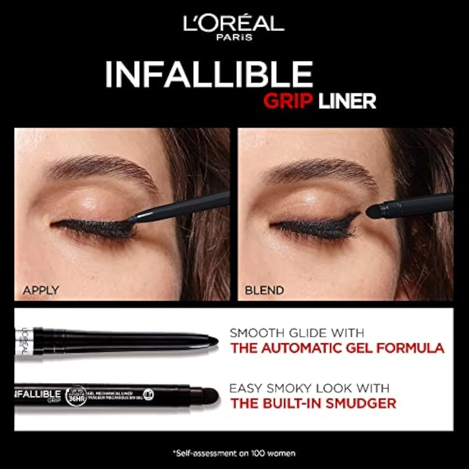 Infallible Grip Mechanical Gel Eyeliner Pencil, Smudge-Resistant, Waterproof Eye Makeup with Up to 36HR Wear, Brown Denim, 0.01 Oz