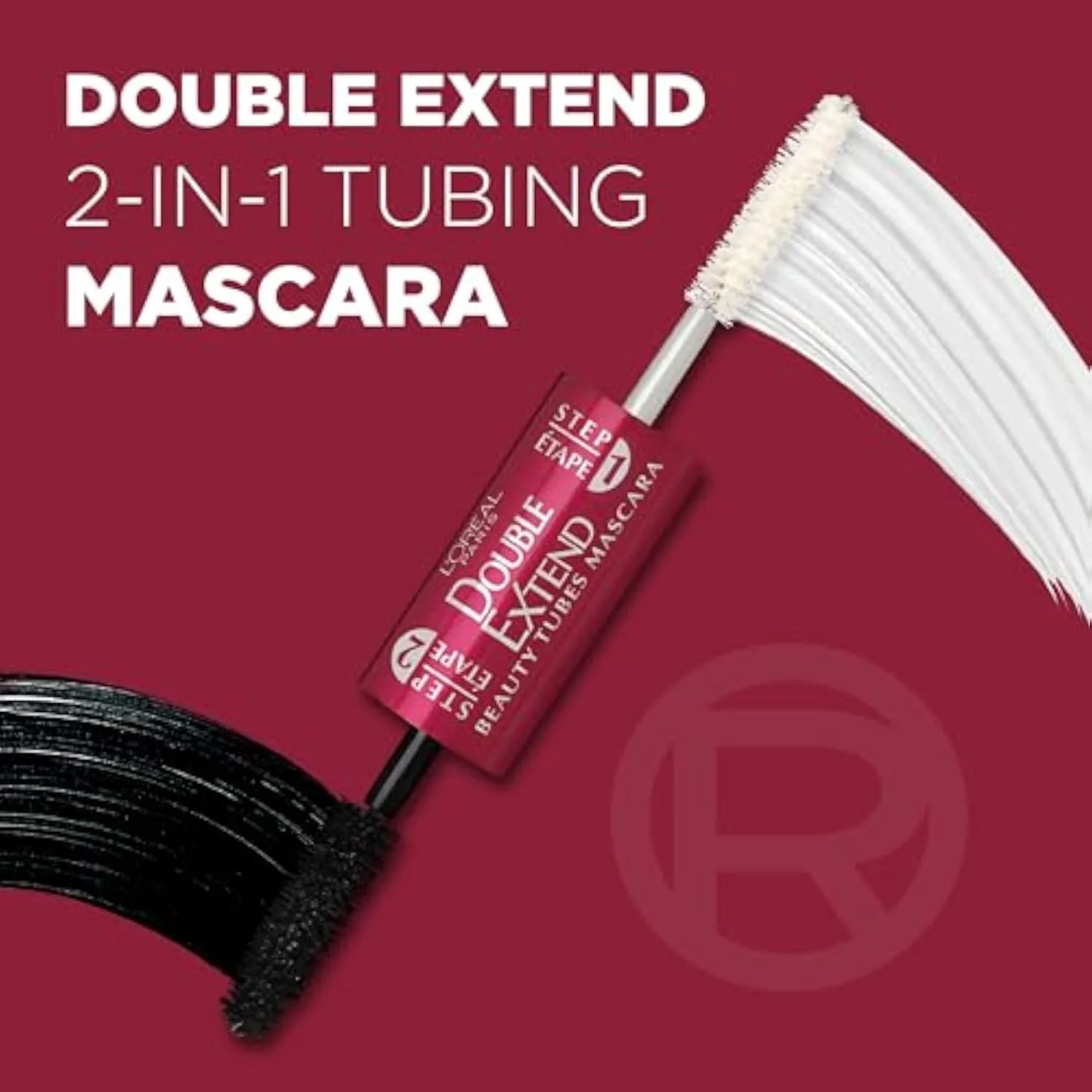 Makeup Double Extend Tubing Mascara, Lengthening 2 Step Mascara, Smudgeproof, Black