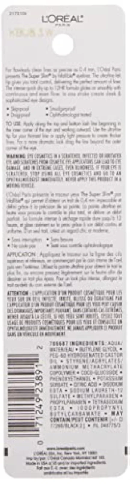 Makeup Infallible Super Slim Long-Lasting Liquid Eyeliner, Ultra-Fine Felt Tip, Quick Drying Formula, Glides on Smoothly, Black, Pack of 1
