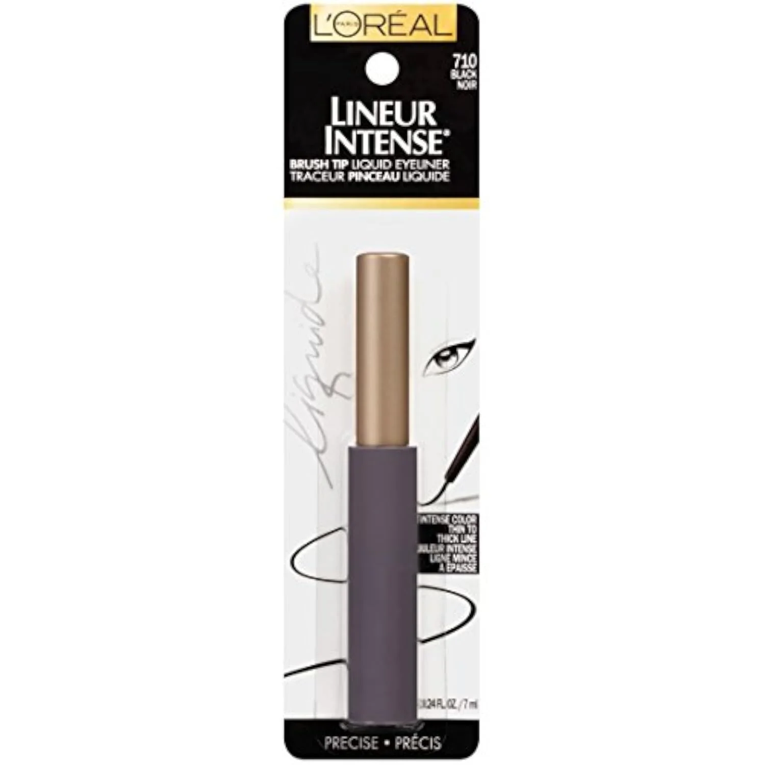 Makeup Lineur Intense Brush Tip Liquid Eyeliner, Black, 0.24 fl oz.