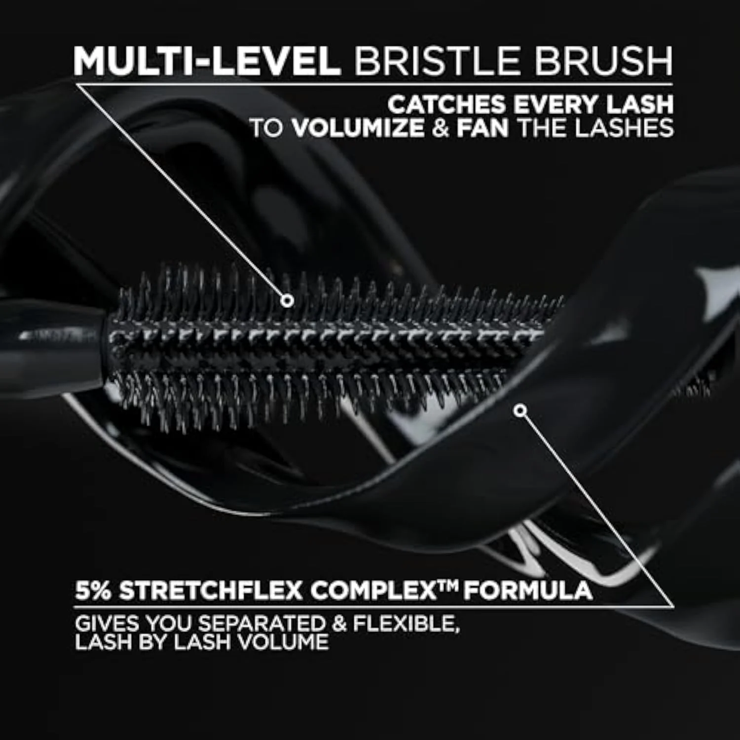 Voluminous Panorama Mascara, Volumizing and Lengthening Mascara, Washable Longwear and Smudge Resistant Make Up, Blackest Black, 0.33 Fl Oz