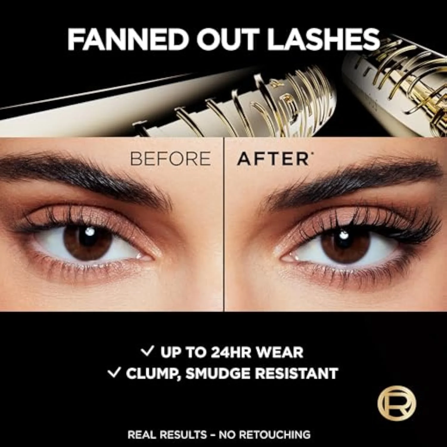 Voluminous Panorama Mascara, Volumizing and Lengthening Mascara, Waterproof Longwear and Smudge Resistant Make Up, Black, 0.31 Fl Oz