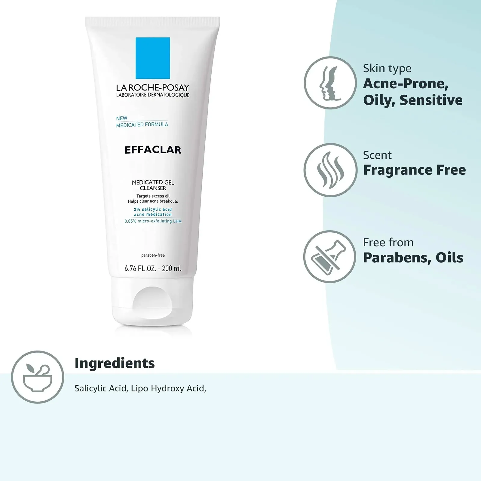 Effaclar Medicated Gel Cleanser, Foaming Acne Face Wash