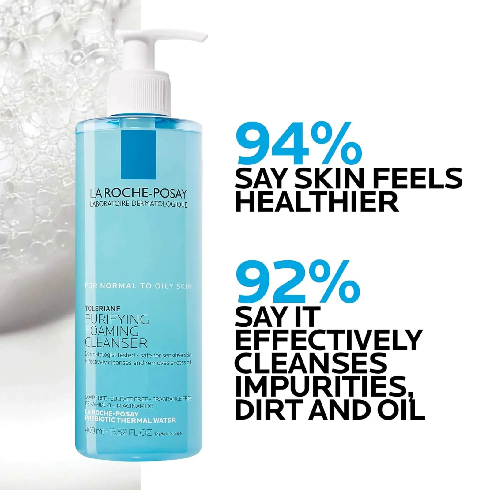 Toleriane Purifying Foaming Facial Cleanser, Oil Free Face Wash