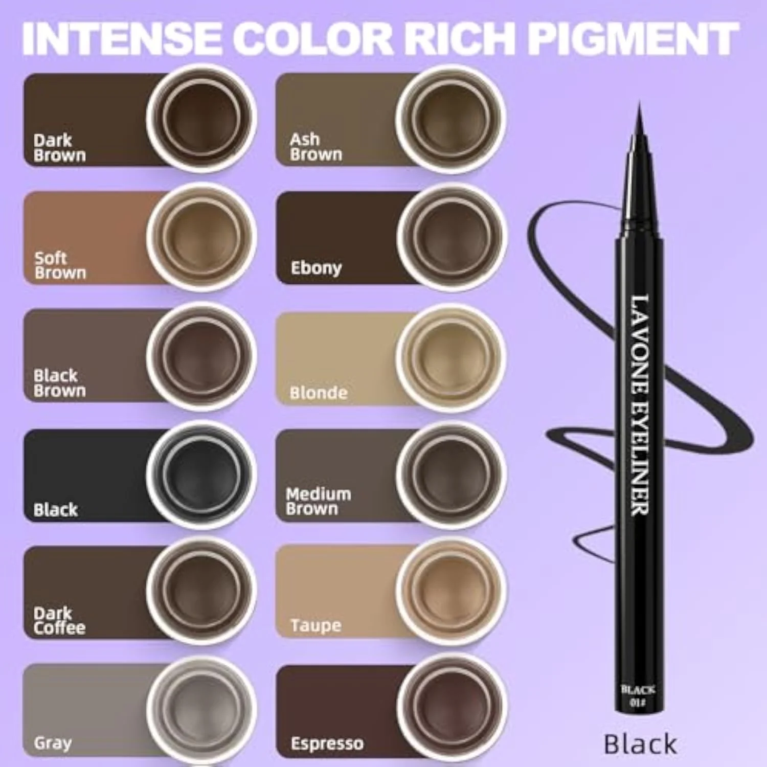 Eyeliner Makeup Kit, Waterproof Gel Eyeliner, Liquid Liner and Brush, Black