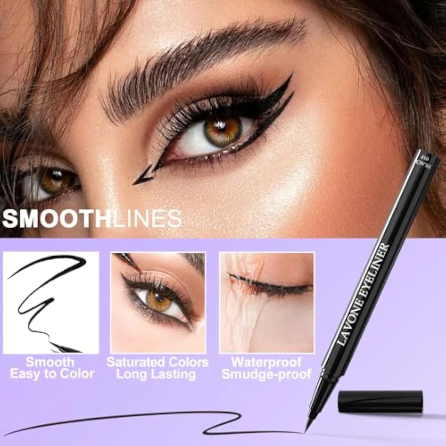 Eyeliner Makeup Kit, Waterproof Gel Eyeliner, Liquid Liner and Brush, Black