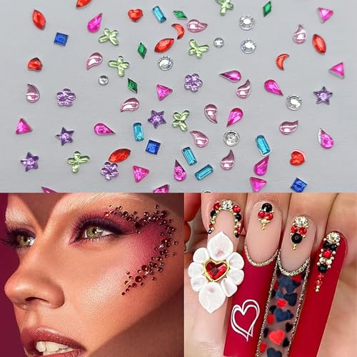 2000PCS Colorful Rhinestones Nail Art Charms Multi Shape Crystal Flat Back Nail Gems 3D Mi