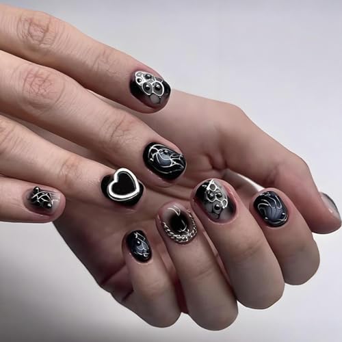 LBPEPAMZ gothic heart black press-ons