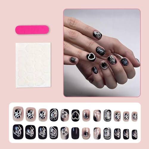 LBPEPAMZ gothic heart black press-ons