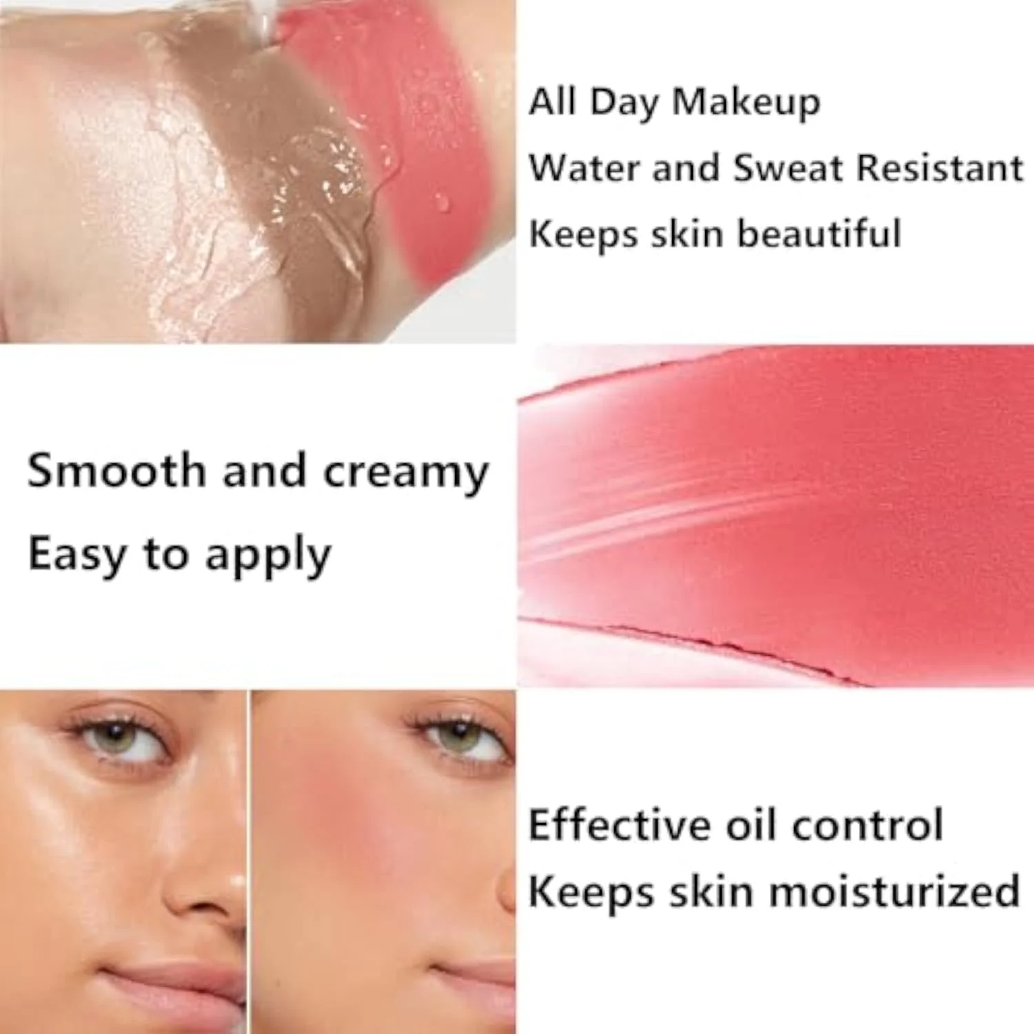 3Pcs Cream Contour Stick Makeup Kit, Shades with Highlighter, Blush and Bronzer Contour Stick for Sculpt the Cheeks, Long Lasting, Waterproof, Matte & Dewy Finish (LIGHT M