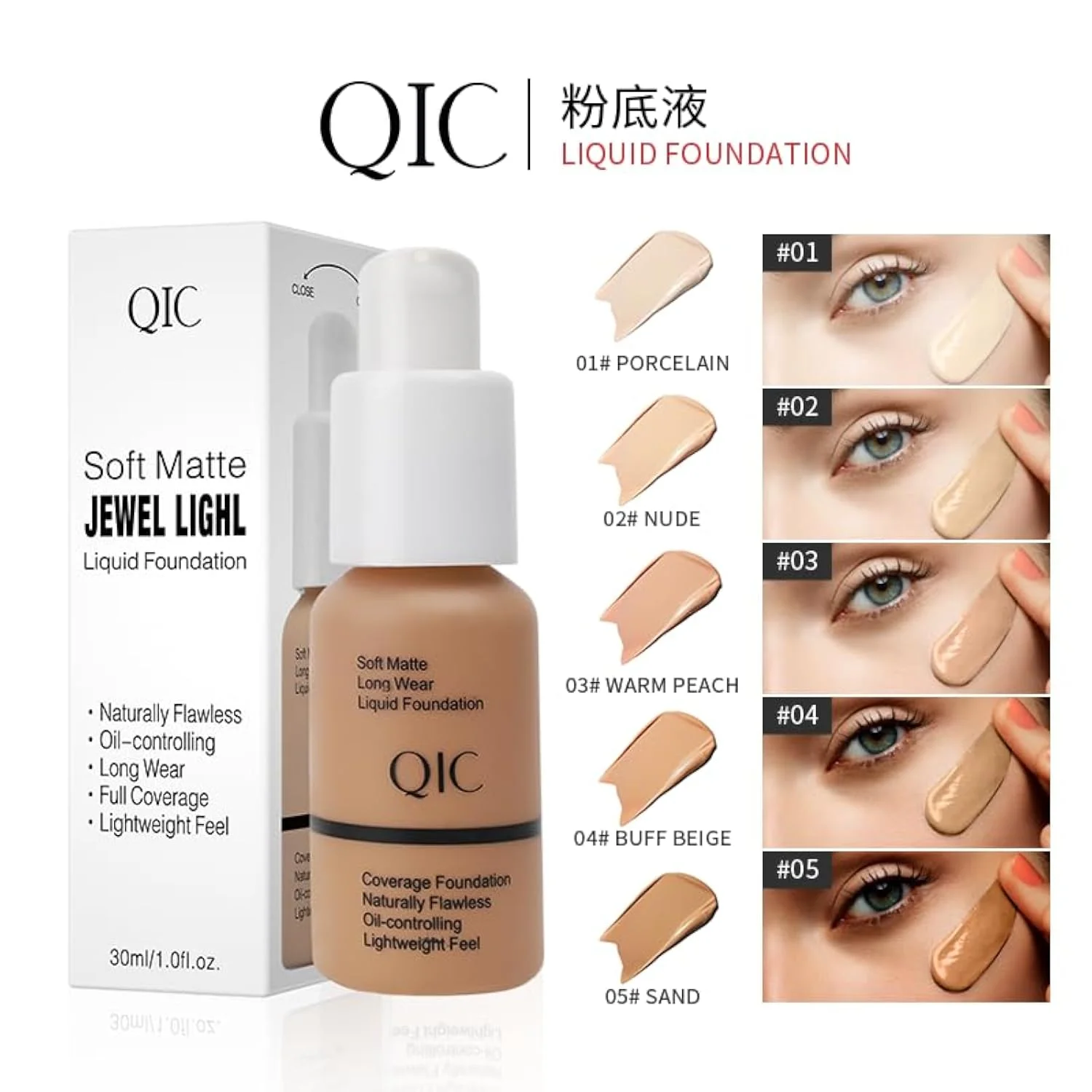 24HR Flawless Liquid Foundation Makeup - Soft Beige | Full Coverage, Weightless Matte Finish, Hydrating & Long Lasting Foundation, Transfer-Resistant, For All-Day Wear (03)