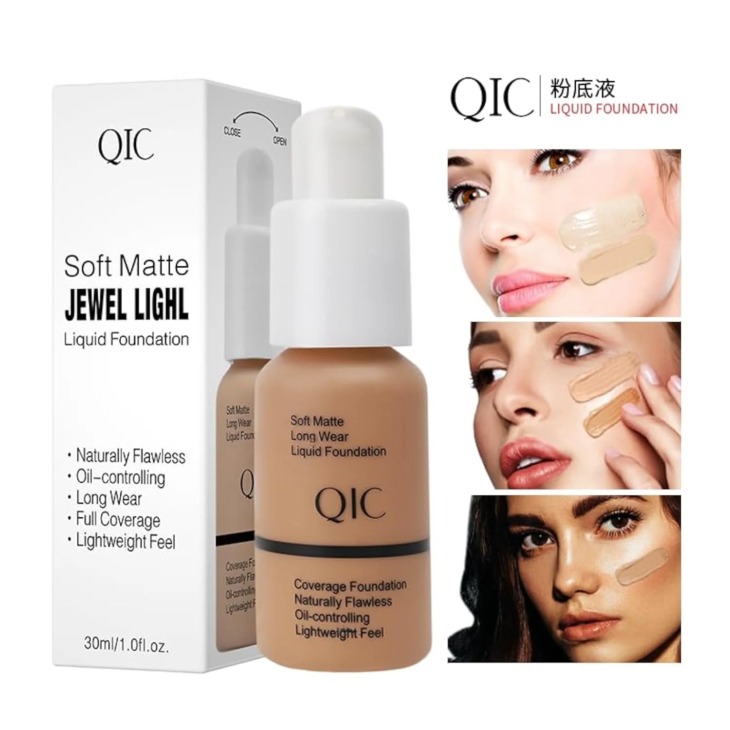 24HR Flawless Liquid Foundation Makeup - Soft Beige | Full Coverage, Weightless Matte Finish, Hydrating & Long Lasting Foundation, Transfer-Resistant, For All-Day Wear (03)
